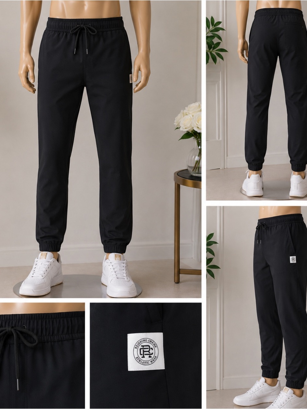 Reigning Champ Black Elastic Waist Joggers